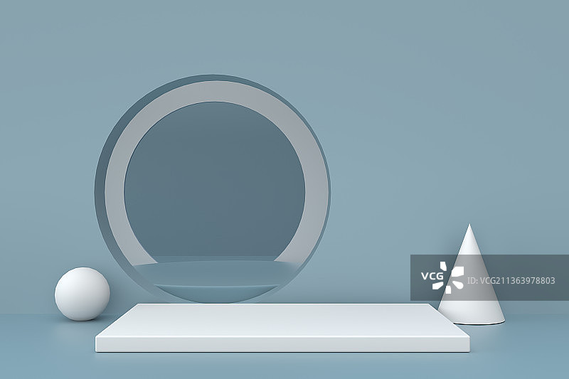 3D渲染彩色创意几何三维商业展台图片素材