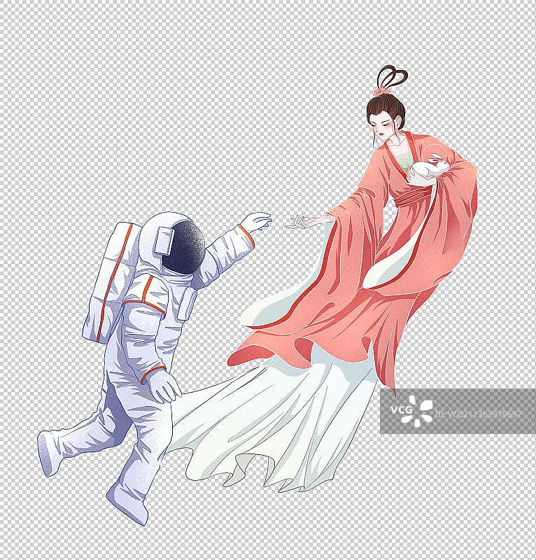 宇航员和嫦娥图片素材