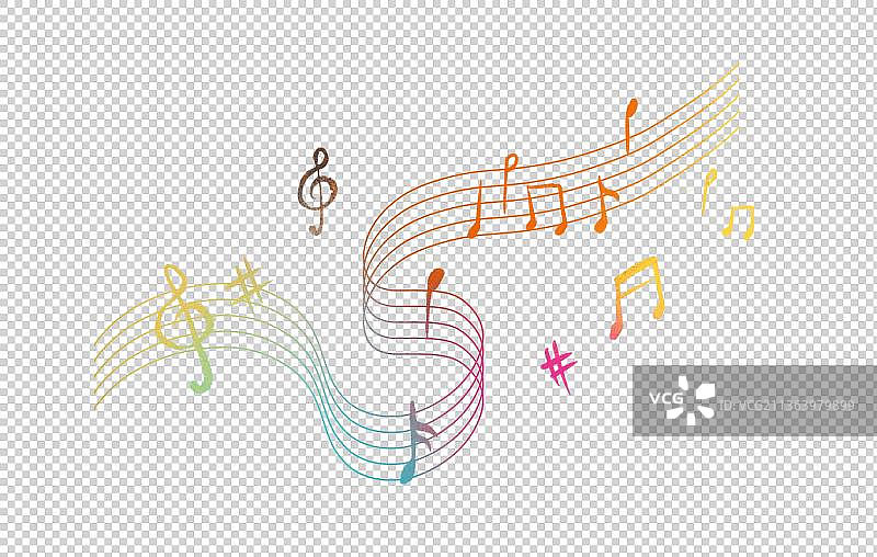 彩色五线谱音符图片素材