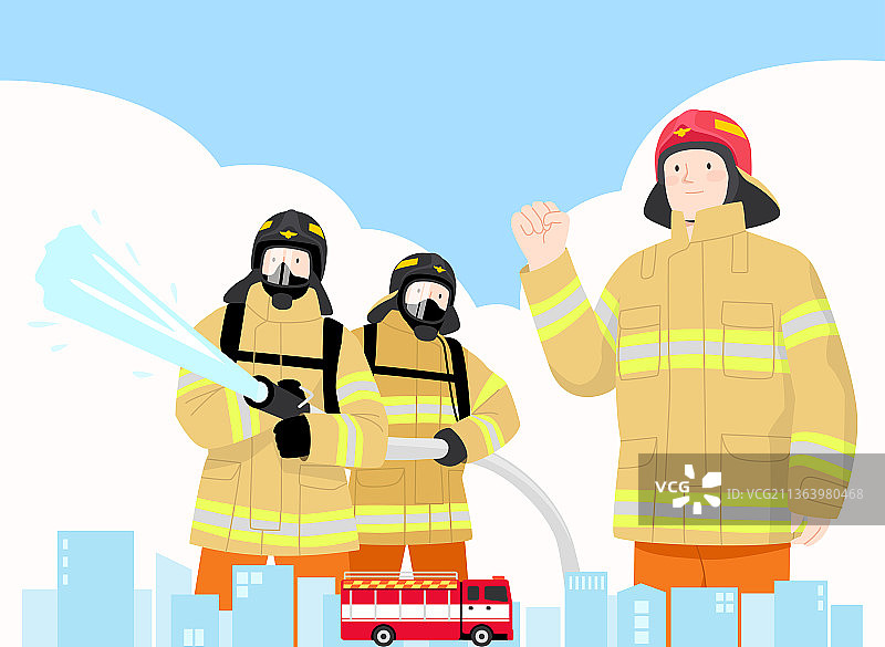 消防员身穿防火服图片素材