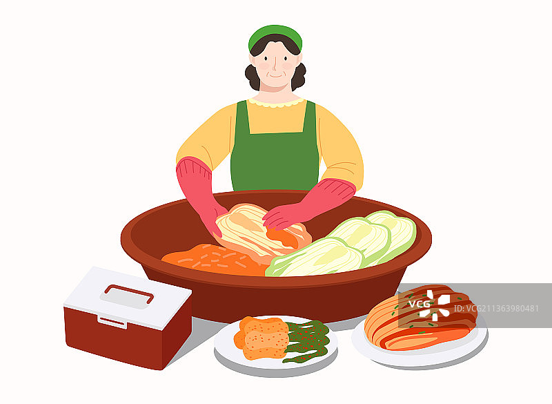 制作泡菜的韩国女人图片素材
