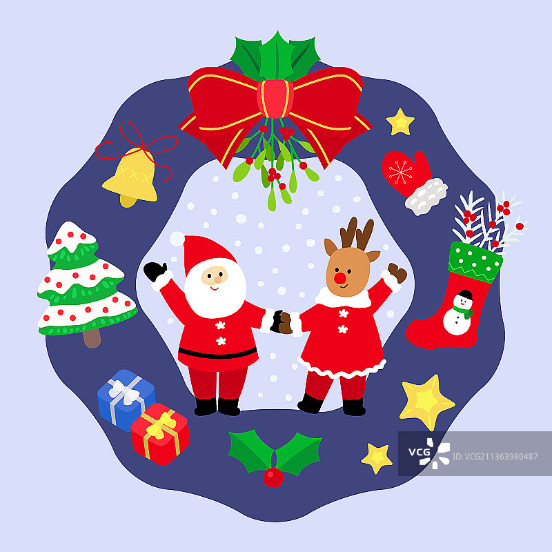 带装饰品的圣诞花环图片素材