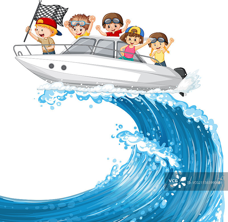 和朋友一起开船的年轻男孩图片素材