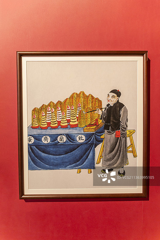 首都博物馆“北京岁时节令文化系列展”：腊月里人们繁忙地采买准备——卖蜜供图片素材