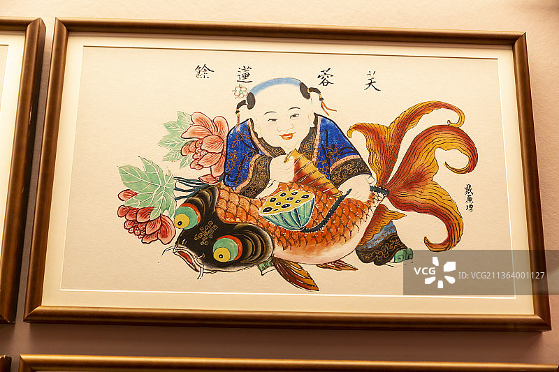 首都博物馆“北京岁时节令文化系列展”：杨柳青着色吉语年画（清）图片素材