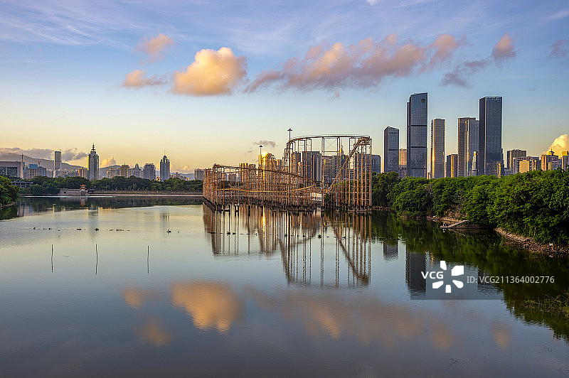 香蜜湖公园的早上图片素材