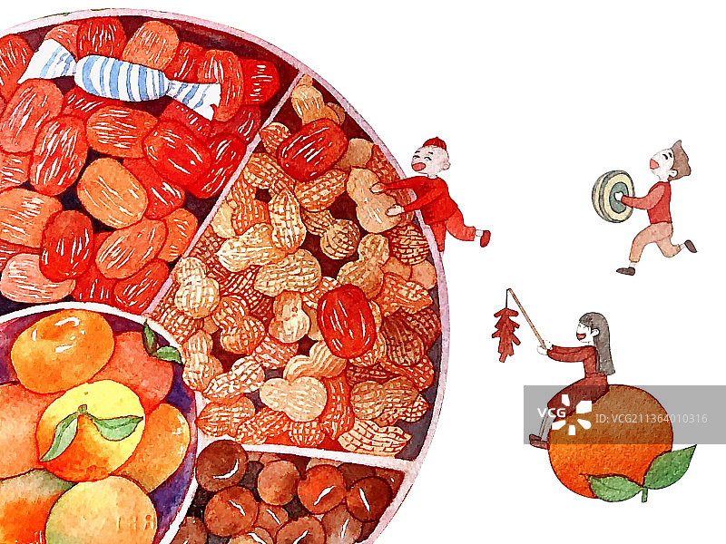 年货节坚果零食果盘插画图片素材