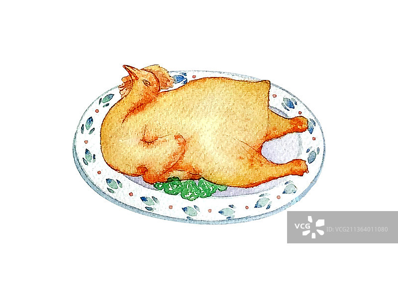 三黄鸡水彩插画图片素材