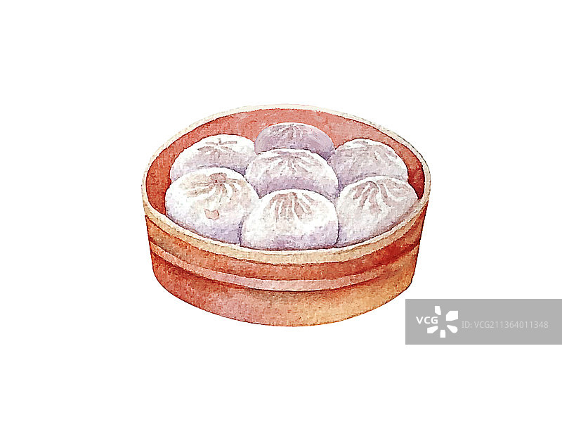 小笼包水彩插画元素图片素材