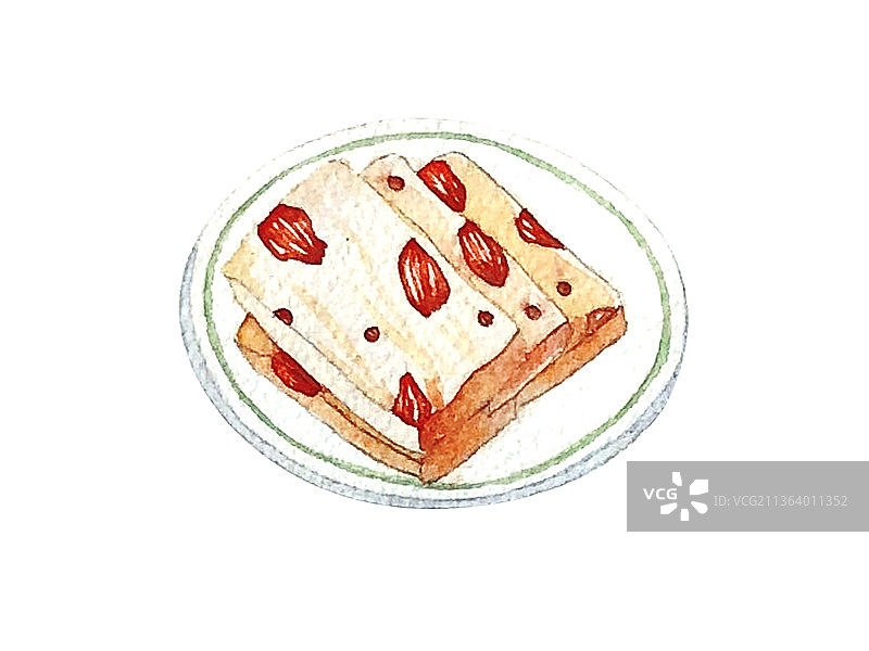 红枣糕水彩插画元素图片素材