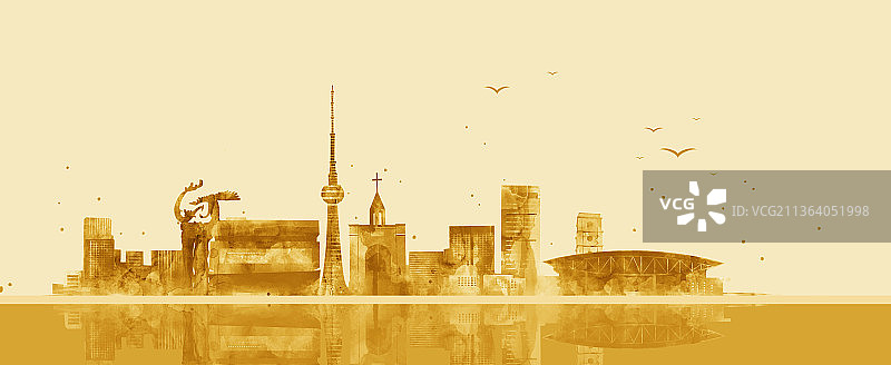 泰州城市建筑插画图片素材