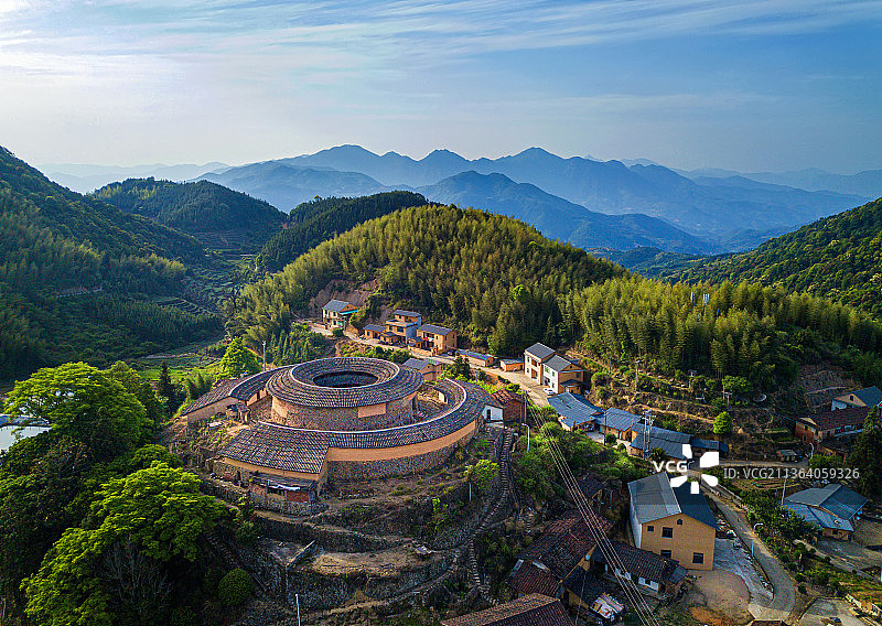 雨伞楼，华安县高车乡洋竹径村，美丽乡村图片素材