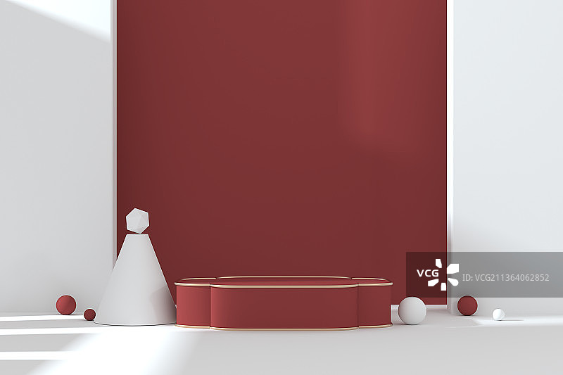 3D渲染彩色创意几何三维商业展台图片素材