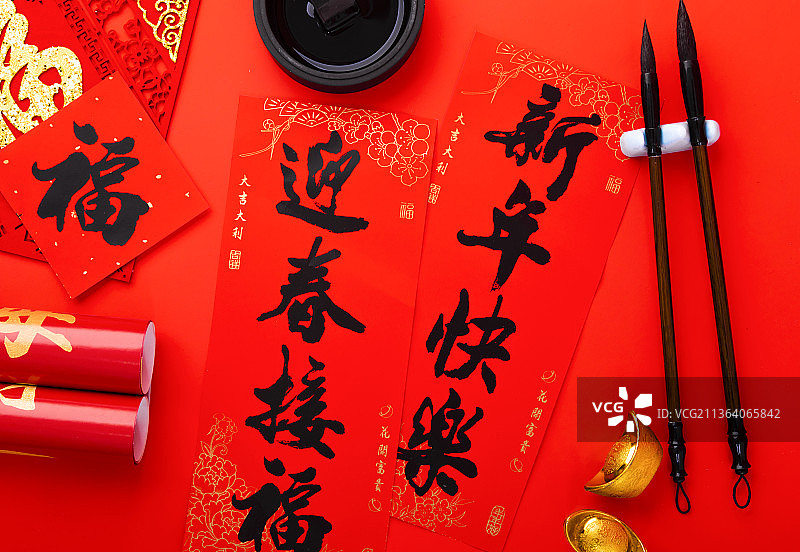 新春春节年味对联摄影图图片素材