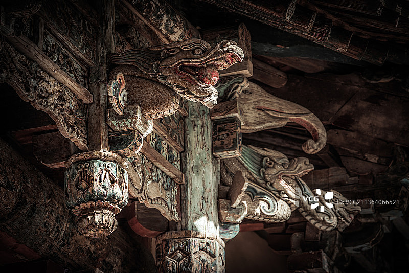 山西晋祠木雕图片素材