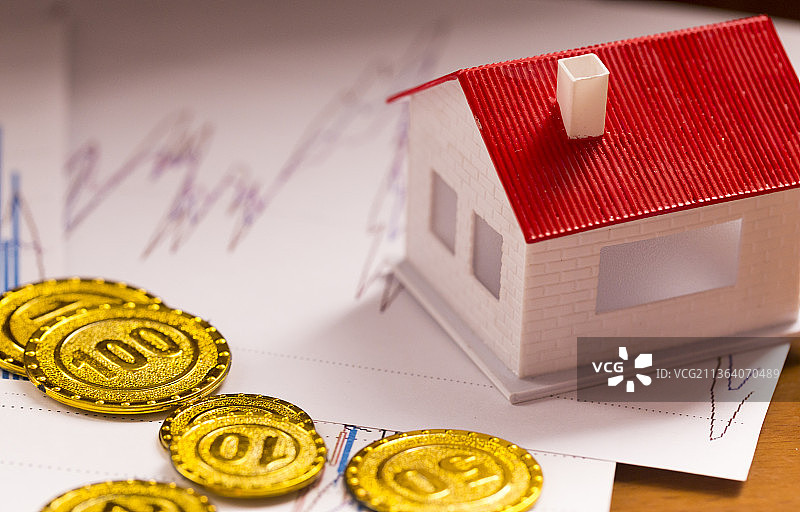 黄金经济数据报表房地产概念类静物特写图片素材