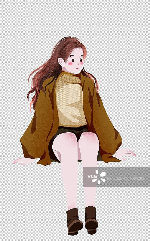 坐着的女孩图片素材