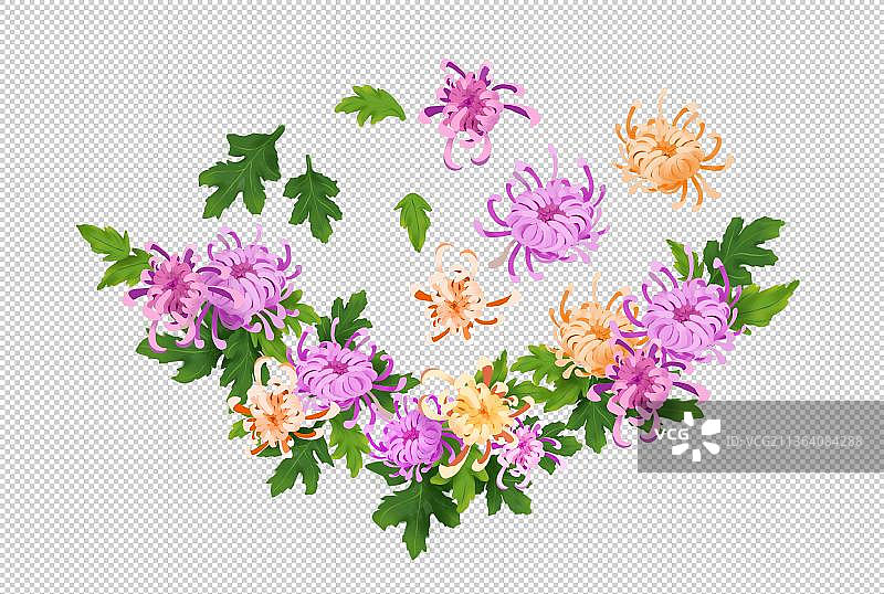 彩色菊花花环图片素材