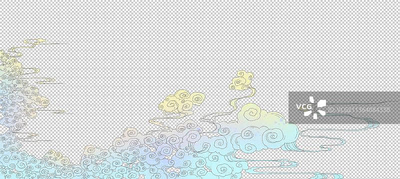 国潮七彩祥云装饰图片素材