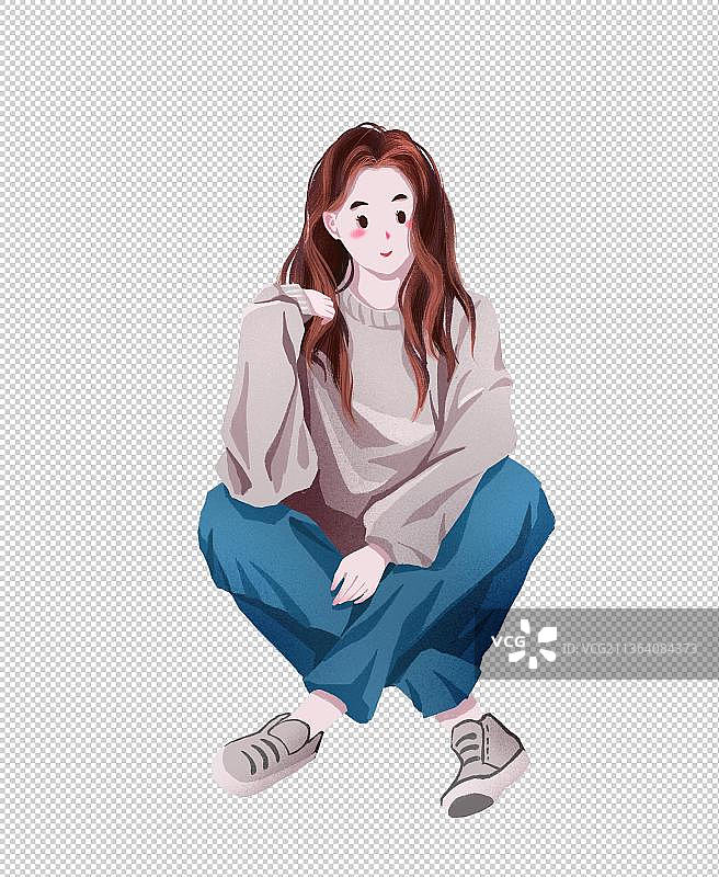 坐着的女孩图片素材