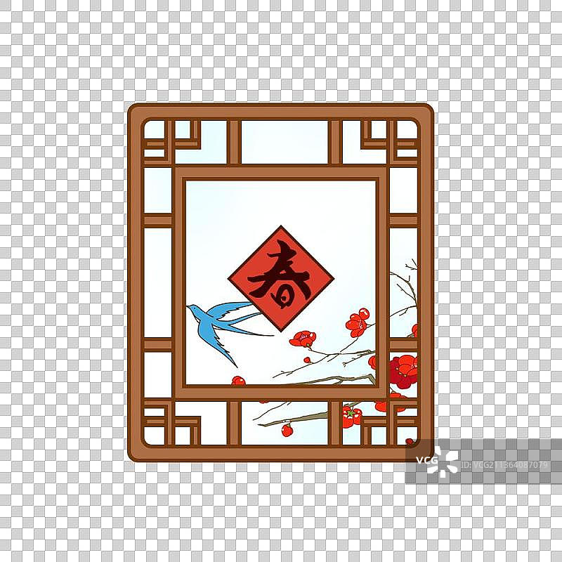 贴窗花的中国传统窗子图片素材