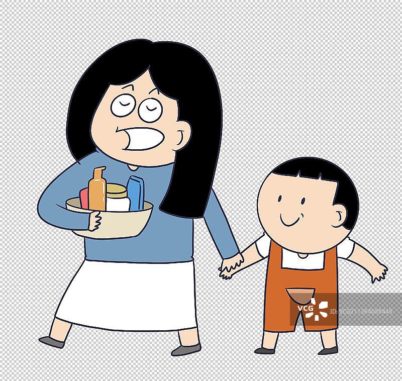 元素：母亲带着男孩洗澡图片素材