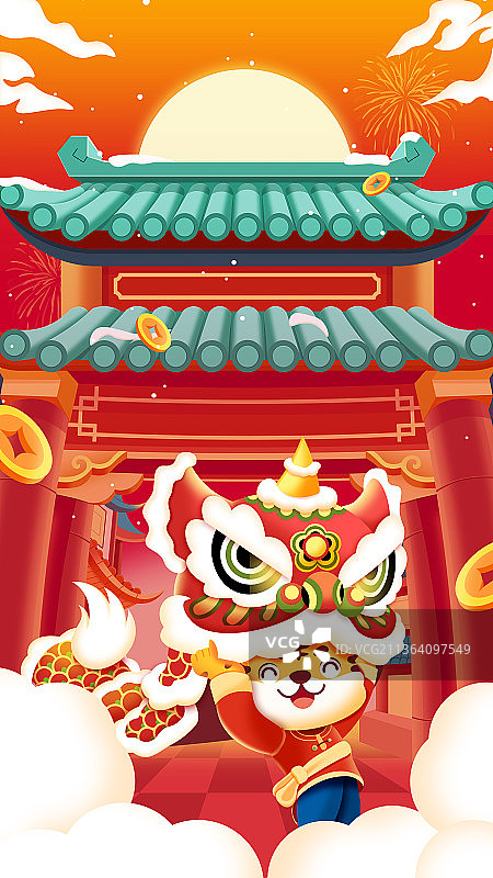 虎年新年喜庆红色活动传统国风海报图片素材