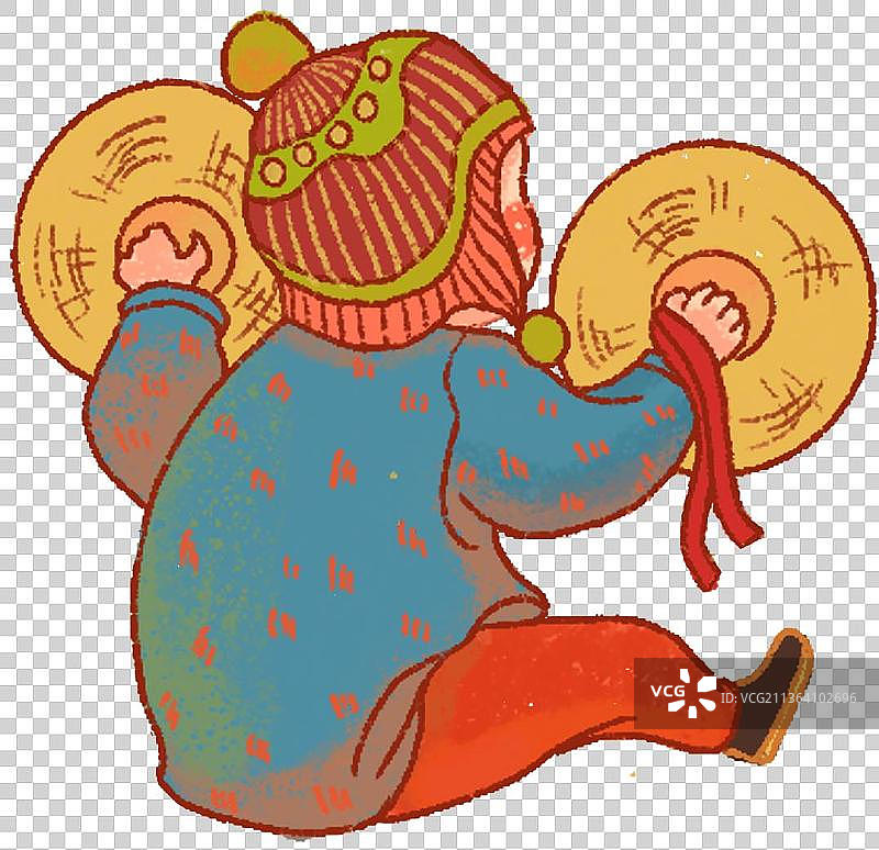 一个敲锣的孩子图片素材