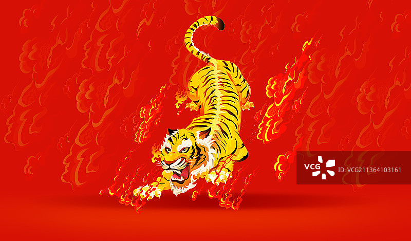 虎年老虎猛虎潮酷插画图片素材