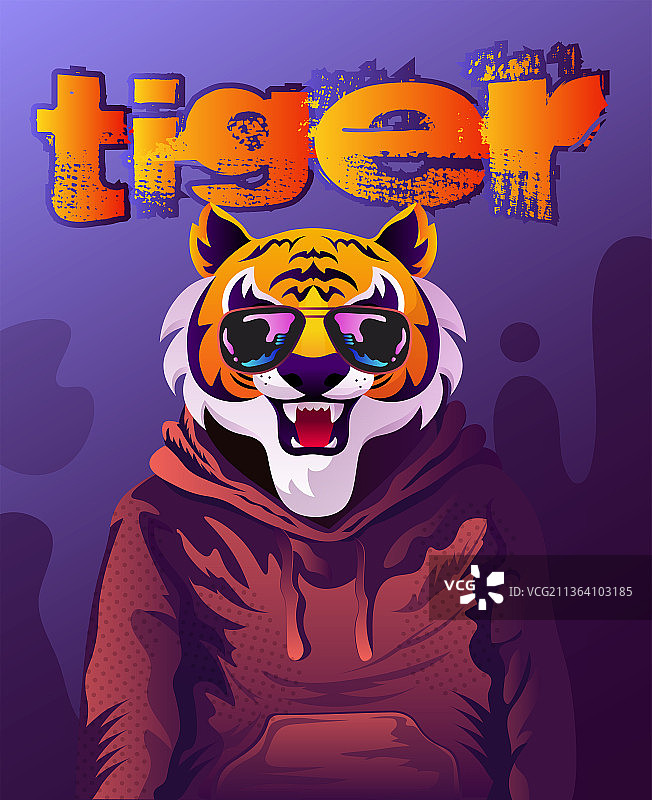 虎年老虎潮酷拟人矢量插画图片素材