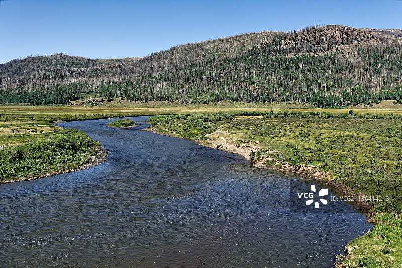 美国科罗拉多州矿产县格兰德河的蜿蜒曲线图片素材