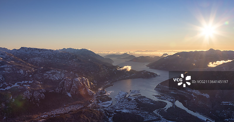 斯阔米什小镇航拍，豪湾图片素材