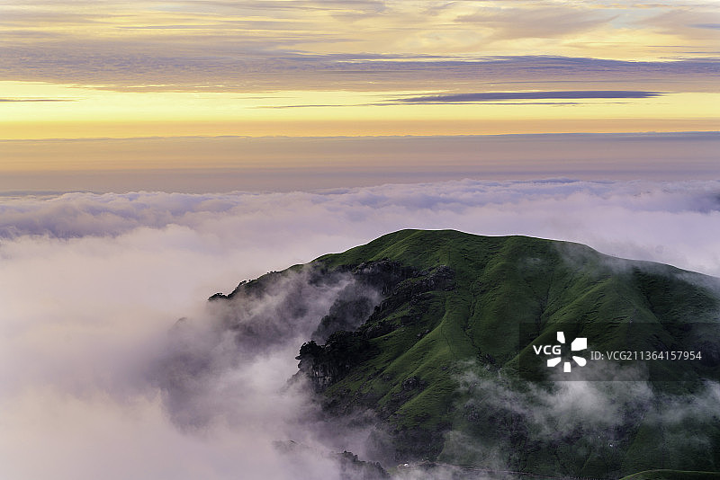 武功山云海夕照风光图片素材