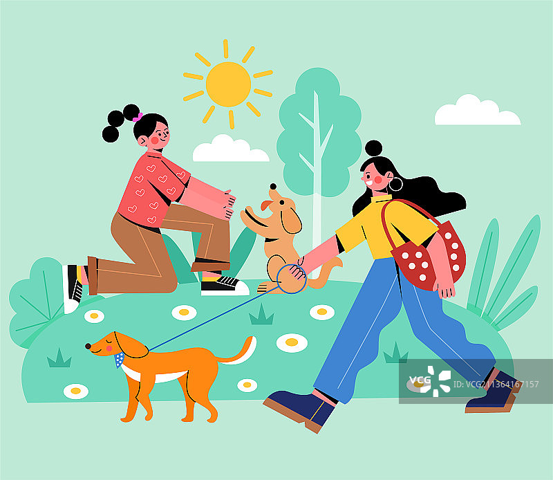 户外带宠物游玩的人们图片素材