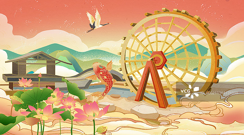 国潮水车地方旅游图片素材