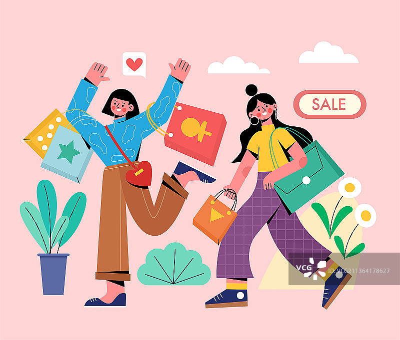 闺蜜逛街购物约会场景图片素材