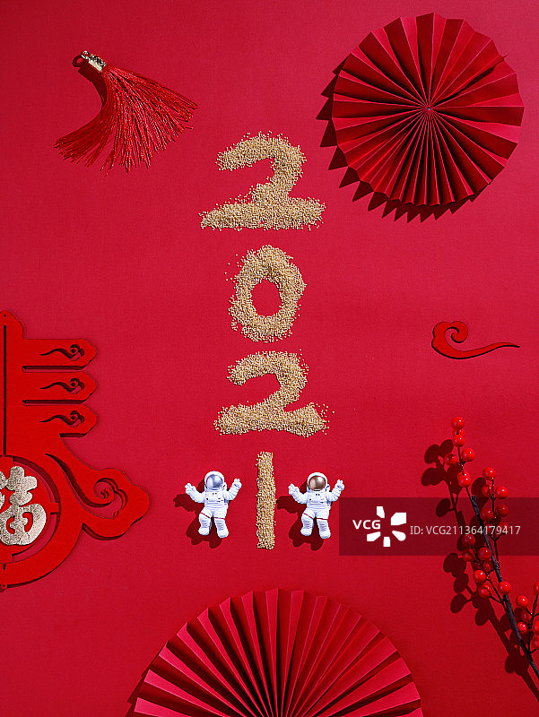 2021春节红色航天员中国空间站图片素材