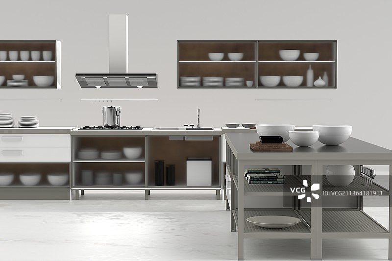 c4d现代轻奢厨房图片素材