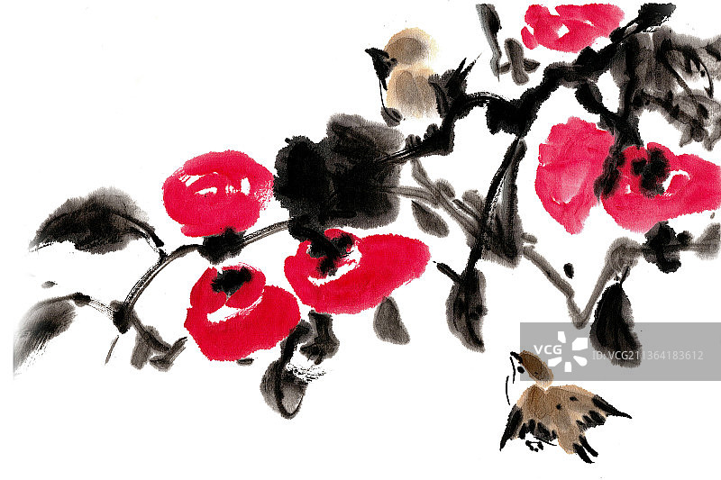 柿子与麻雀图片素材