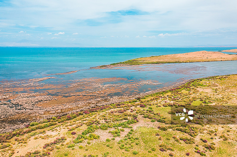新疆巴音郭楞蒙古自治州博湖县博斯腾湖国家湿地公园自然风光图片素材