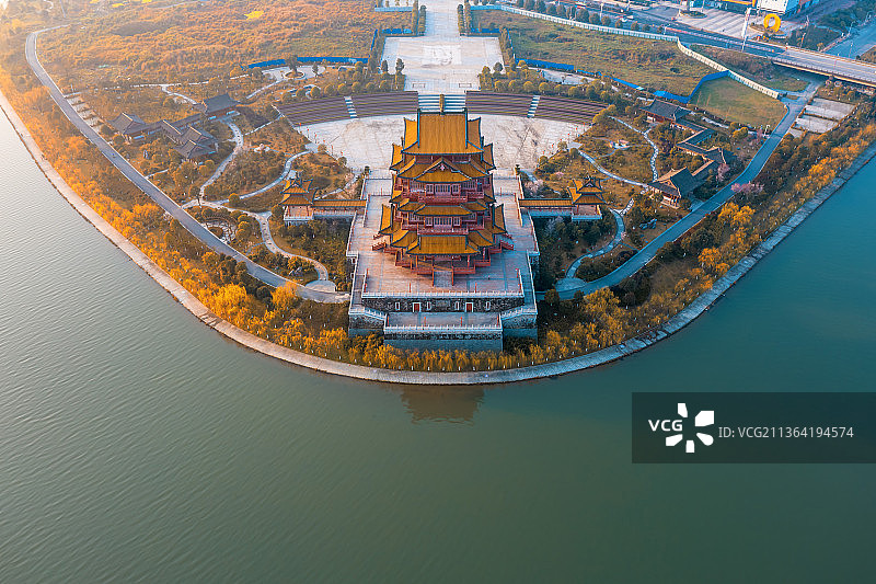 航拍宜春袁河多胜楼图片素材