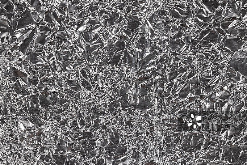 铝箔纹理特写：抽象背景全画幅拍摄图片素材