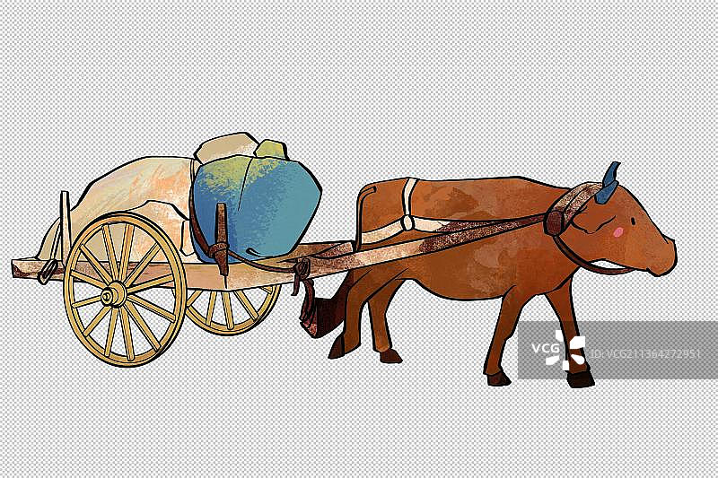 牛车 环保低碳交通工具人力车马船图片素材