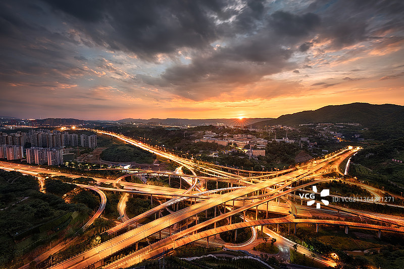 最复杂立交黄桷湾立交盘龙立交夜景图片素材