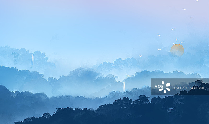 水墨山水画图片素材