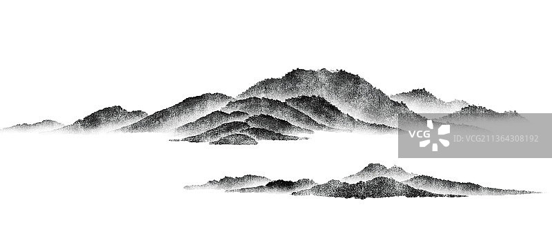 新中式风格水墨山水风景插画图片素材