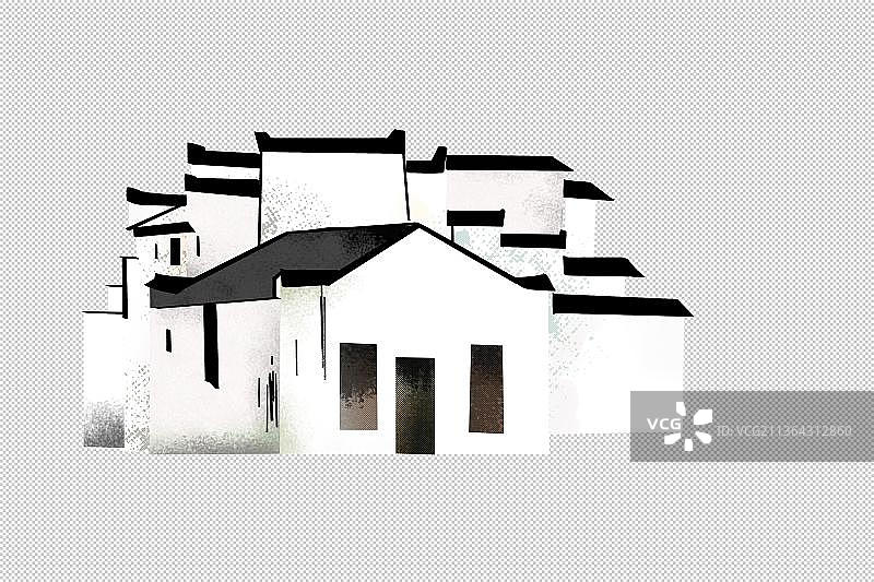 徽派建筑风格 黑白房子 著名景点图片素材