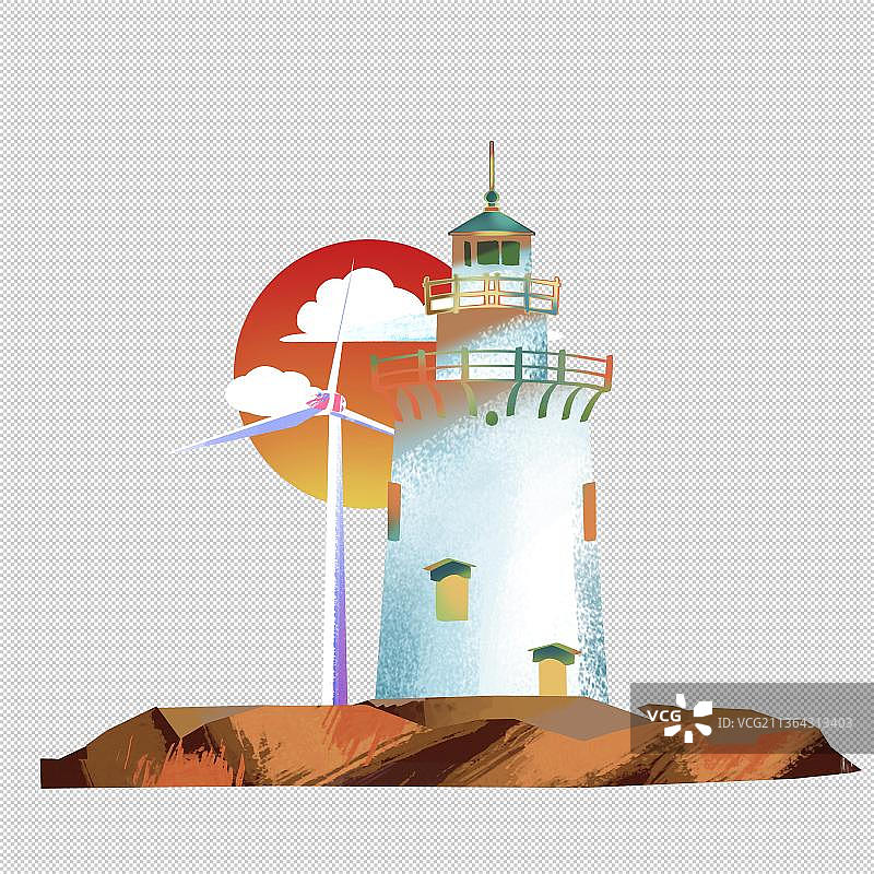 一座海面上的灯塔建筑图片素材
