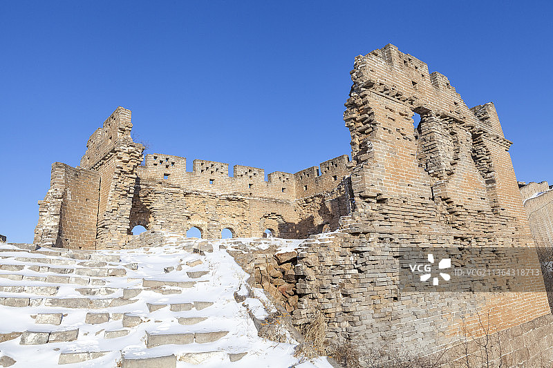 冬天金山岭长城冬雪自然风光图片素材