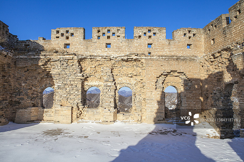冬天金山岭长城冬雪自然风光图片素材